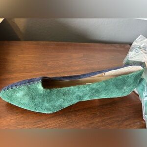 Vintage Capezio Green and Blue Suede Flats Original Box Size 10